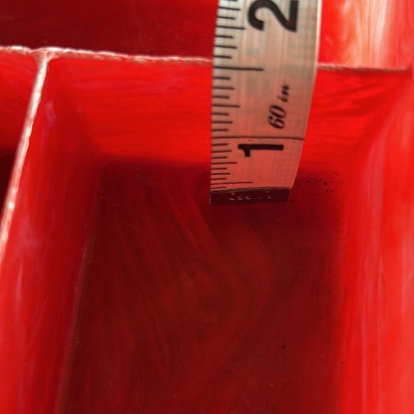 Vintage Drawer Organizer MCM Marbled Swirl Red Plastic Divided Tray Kampa USA - Picture 9 of 9